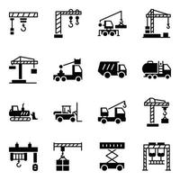 Pack of Cranes Solid Icons vector