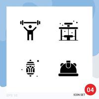 Universal Solid Glyphs Set for Web and Mobile Applications fitness decoration weight bus lantern Editable Vector Design Elements