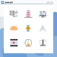Modern Set of 9 Flat Colors and symbols such as time watch development food baking Editable Vector Design Elements