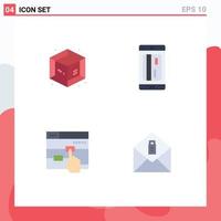 Universal Icon Symbols Group of 4 Modern Flat Icons of creative finger banking credit web Editable Vector Design Elements