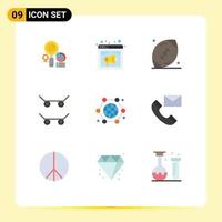 Set of 9 Modern UI Icons Symbols Signs for connection sport webpage skateboard game Editable Vector Design Elements