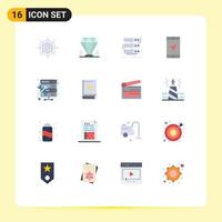 16 User Interface Flat Color Pack of modern Signs and Symbols of admin map server location data Editable Pack of Creative Vector Design Elements