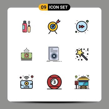 9 Creative Icons Modern Signs and Symbols of running executable forward code bucks Editable Vector Design Elements