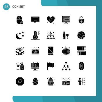 Set of 25 Modern UI Icons Symbols Signs for investment education heart study computer Editable Vector Design Elements
