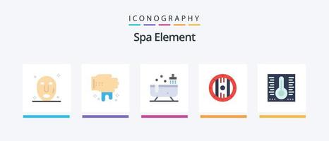 paquete de iconos de spa element flat 5 que incluye. temperatura. ducha. mercurio. blindaje. diseño de iconos creativos vector