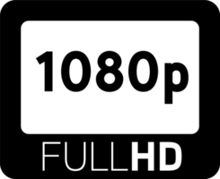 Videoqualitäts- oder Auflösungssymbole in 1080p. Videobildschirm-Technologie. png
