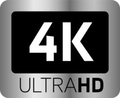 Silver video quality or resolution icons in 4K. Video screen technology. png
