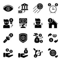 Pack of Money Savings Glyph Vector Icons