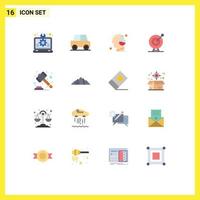 Modern Set of 16 Flat Colors and symbols such as arrow dart vehicles target mind Editable Pack of Creative Vector Design Elements