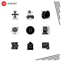 Modern Set of 9 Solid Glyphs and symbols such as server internet multiplayer hosting food Editable Vector Design Elements