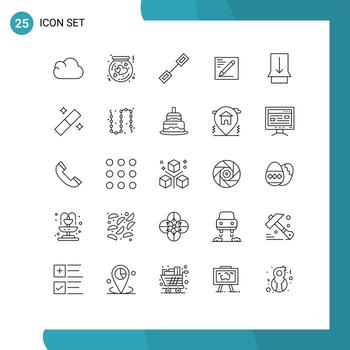 Modern Set of 25 Lines Pictograph of gesture text box pencil linked Editable Vector Design Elements