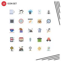 25 User Interface Flat Color Pack of modern Signs and Symbols of layout monument technology landmark shopping Editable Vector Design Elements