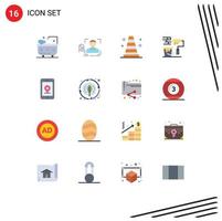 16 User Interface Flat Color Pack of modern Signs and Symbols of internet brush scanning paint paint brush Editable Pack of Creative Vector Design Elements