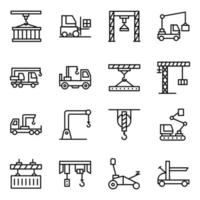 Crane Machines in Linear Icons vector