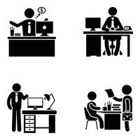 Office Workplace Glyph Vector Icons Set