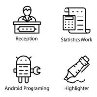 IT Office Linear Vector Icons