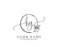 monograma de belleza hy inicial y diseño de logotipo elegante, logotipo de escritura a mano de firma inicial, boda, moda, floral y botánica con plantilla creativa. vector