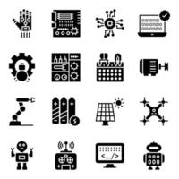 Robotics Engineering Glyph Vector Icons