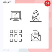 4 User Interface Line Pack of modern Signs and Symbols of computer code imac food lock Editable Vector Design Elements