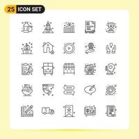 Universal Icon Symbols Group of 25 Modern Lines of achievement agreement chart business contract Editable Vector Design Elements