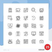 Modern Set of 25 Lines Pictograph of portfolio business dice zoom five Editable Vector Design Elements