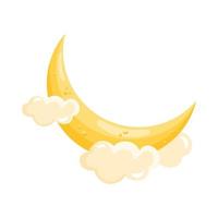 crescent moon in clouds vector