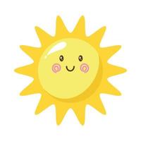 sun yellow color kawaii vector