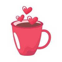 taza de café con corazones vector