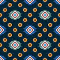Ikat pixel paisley ethnic seamless pattern decoration design. Aztec fabric carpet boho mandalas textile wallpaper. Tribal native motif ornaments African American folk traditional embroidery vector