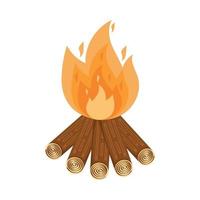 wooden campfire flame vector
