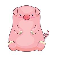 cute pig kawaii animal vector