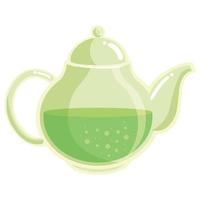 transparent teapot with green tea vector