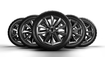 Set of car wheels on transparent background. 3D rendering illustration png