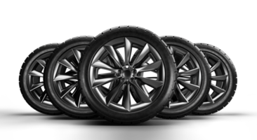 jeu de roues de voiture sur fond transparent. illustration de rendu 3d png