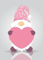 Valentines Day background with cute gonk holding a heart vector