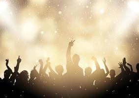 silhouette of a party audience on a golden bokeh lights background vector