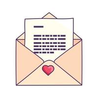 envelope open with heart vector