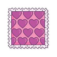 sello postal con corazones vector
