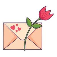 carta de amor con rosa vector
