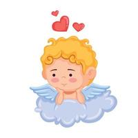 ángel cupido con corazones vector