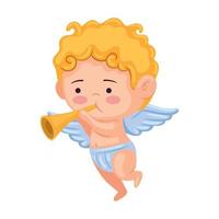 cupid angel playing trumpet vector