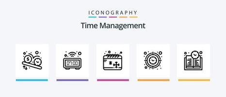paquete de iconos de la línea 5 de gestión del tiempo que incluye la cena. reloj. cita. mesa. reloj. diseño de iconos creativos vector