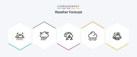 paquete de iconos de 25 líneas meteorológicas que incluye niebla. nube. soltar. tiempo. nube