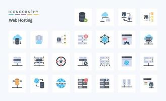 25 Web Hosting Flat color icon pack vector