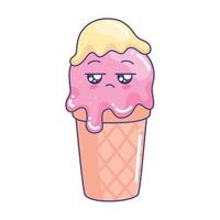 ice cream kawaii fast food vector