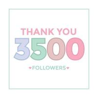 Thank you design Greeting card template for social networks followers, subscribers, like. 3500 followers. 3.5k followers celebration vector