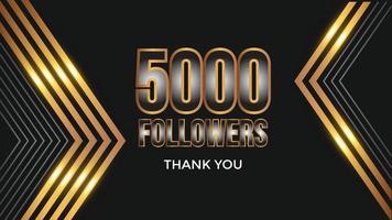 plantilla de celebración 5000 suscriptores para redes sociales. 5k seguidores gracias vector