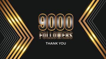 Thank you template for social media followers, subscribers, like. 9000 followers vector