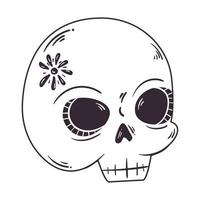 cráneo esotérico con flor vector