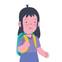 little schoolgirl with schoolbag vector